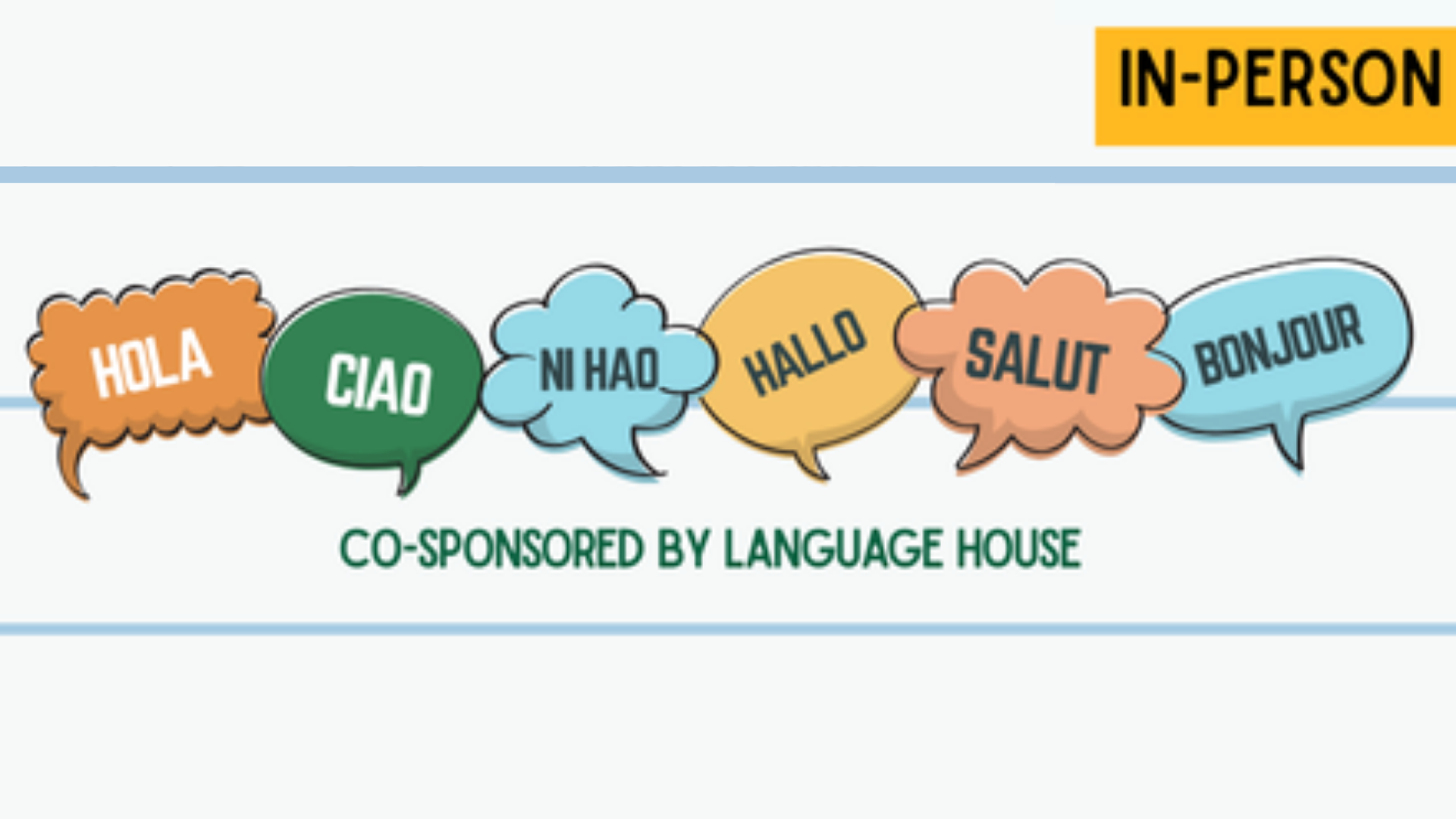 Promotional graphic for Language Careers Exploration 2026 featuring speech bubbles say "Hello" in different languages